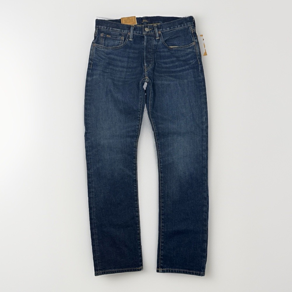 NWT Polo Ralph Lauren Hampton Relaxed Straight Denim Jeans Dark Wash Men's 31x32